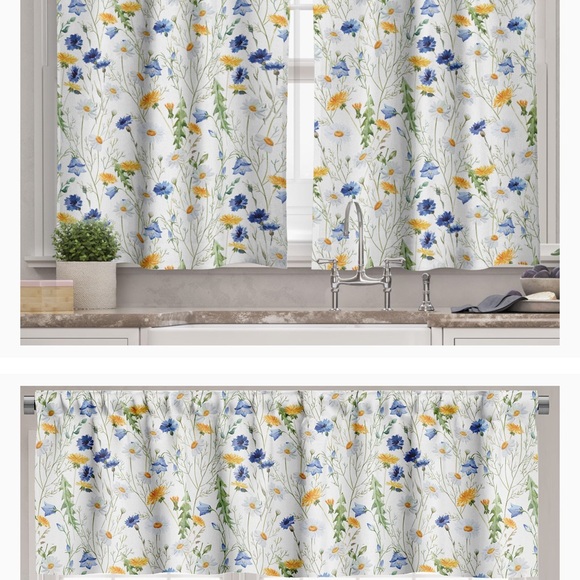 2 sets of 3 piece curtain set: 1 valance/2 cafe curtains.55”x 36” 6 piecefor $24 - Picture 2 of 7
